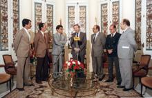 Visita de la Mesa del Parlamento de la I Legislatura al presidente del Gobierno de Canarias