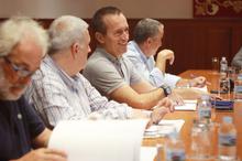 Los miembros de la Junta de Portavoces, durante la reunión.