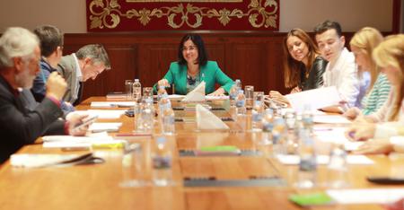 Un momento de la reunión de la Junta de Portavoces.