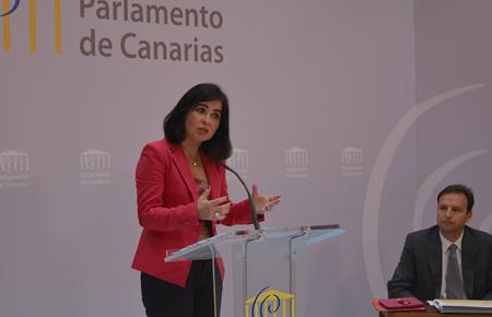 La presidenta, durante la rueda de prensa.
