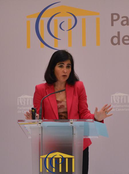 La presidenta, durante la rueda de prensa.
