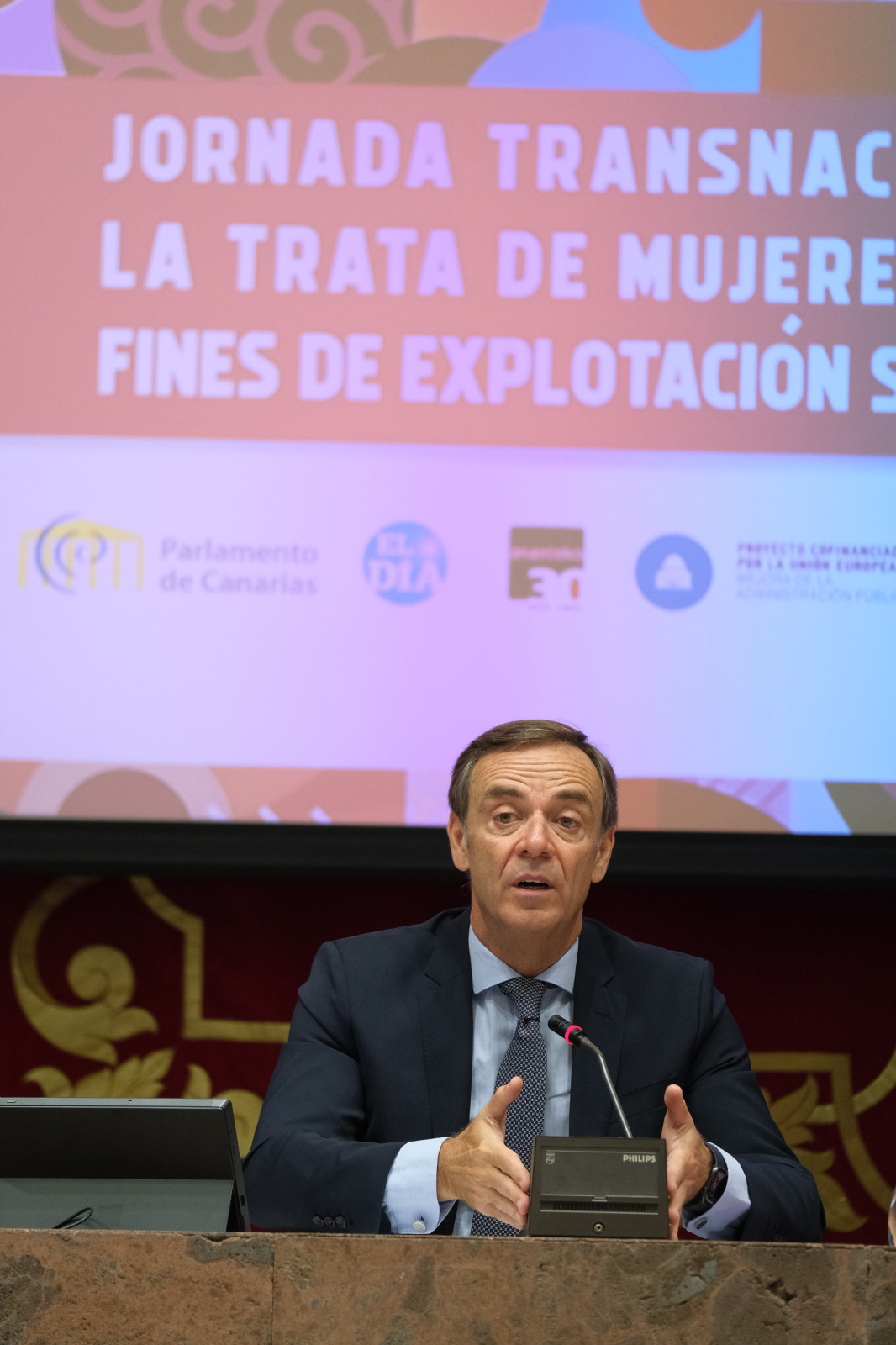 El ponente de la Jornada, el presidente de la Audiencia Nacional, José Ramón Navarro Miranda