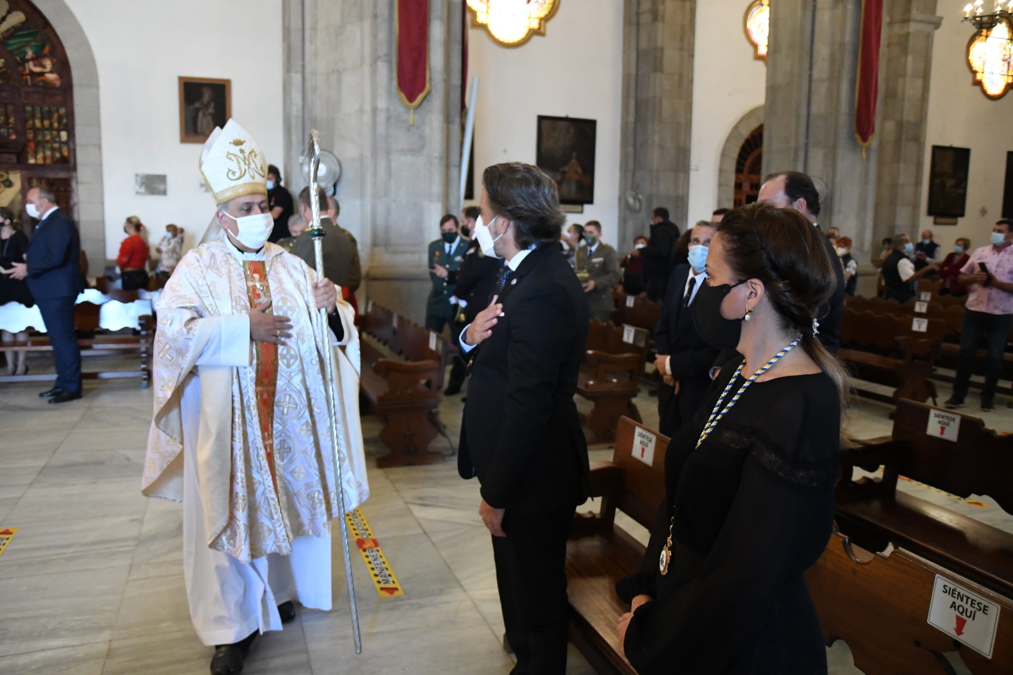 Un momento durante la celebración de la misa en honor a la virgen de Candelaria