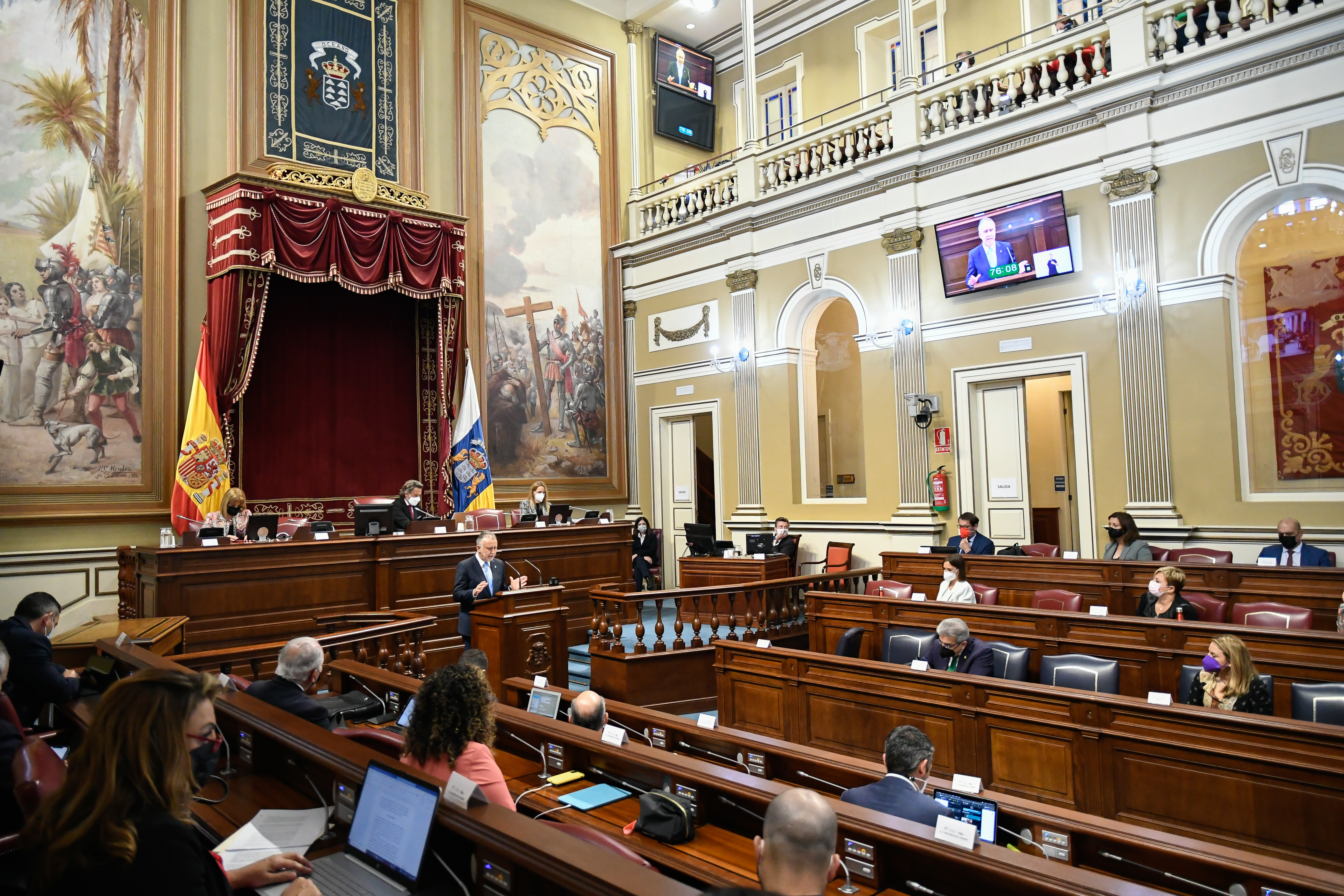 Imagen del plenario durante un instante del Debate General sobre el Estado de la Nacionalidad Canaria 2021