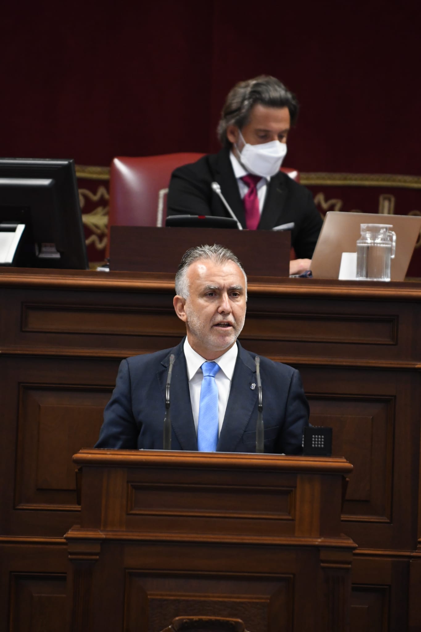 El presidente del Gobierno de Canarias, Ángel Víctor Torres, durante su discurso