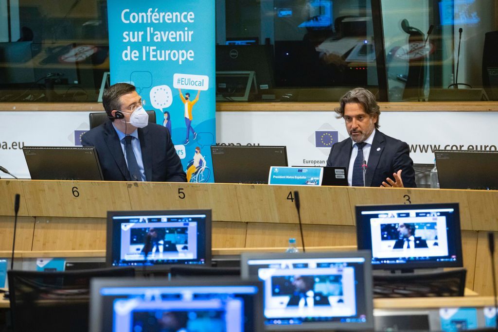 Un momento durante la intervención del presidente Matos en Bruselas
